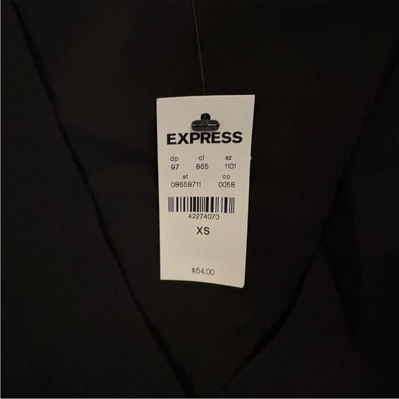 Express Women's Tie Waist Top Size XS Black V-Neck Faux Wrap Sheer Sleeve NWT$54 - Picture 15 of 16